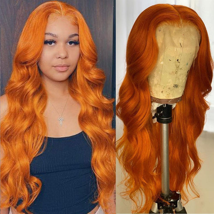Ginger Orange Body Wave Transparent Lace Front Wig
