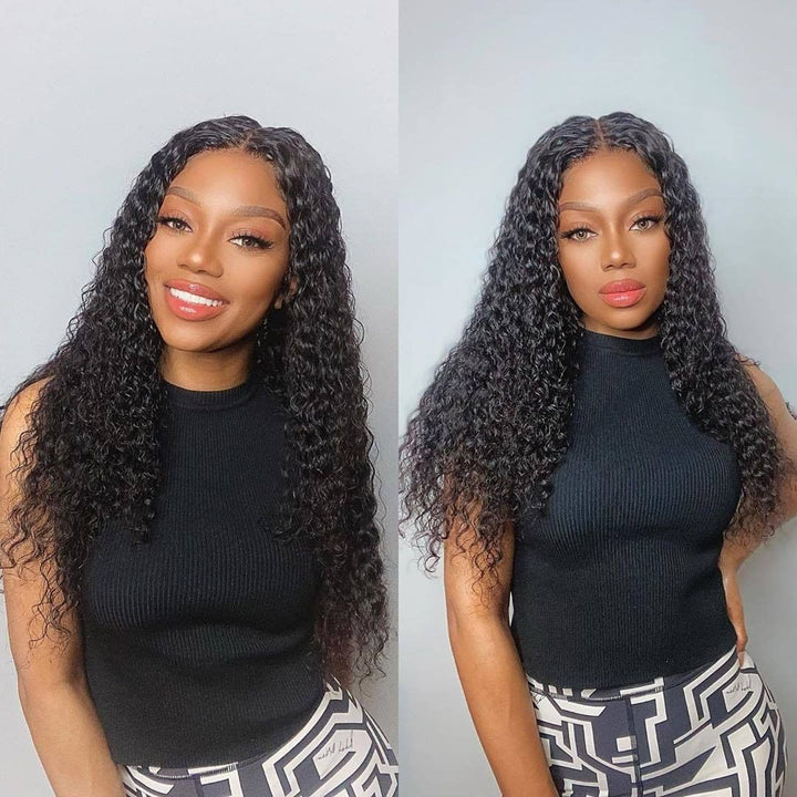 Brazilian Deep Curly Wig 4*4 Transparent Lace Closure Human Hair Wigs bling hair