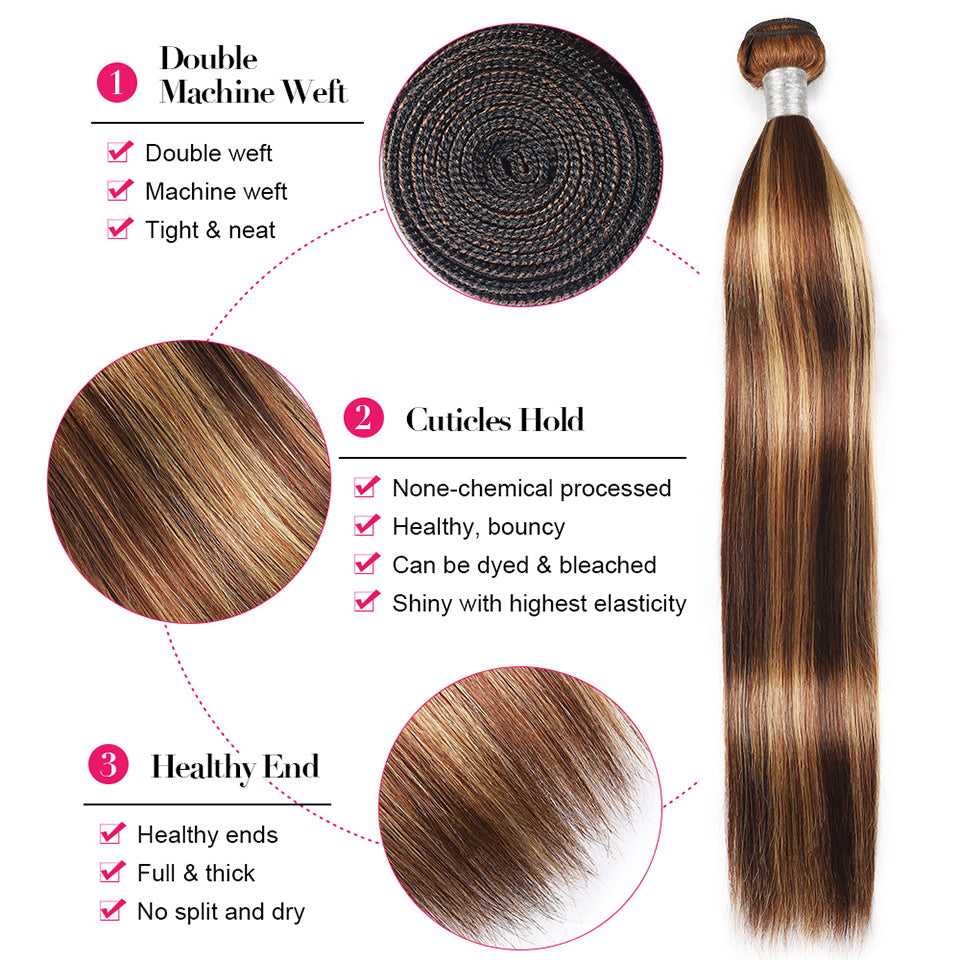 Highlight Body Wave Bundles Remy Brazilian Human Hair P4/27 Ombre Piano Color Hair Extensions