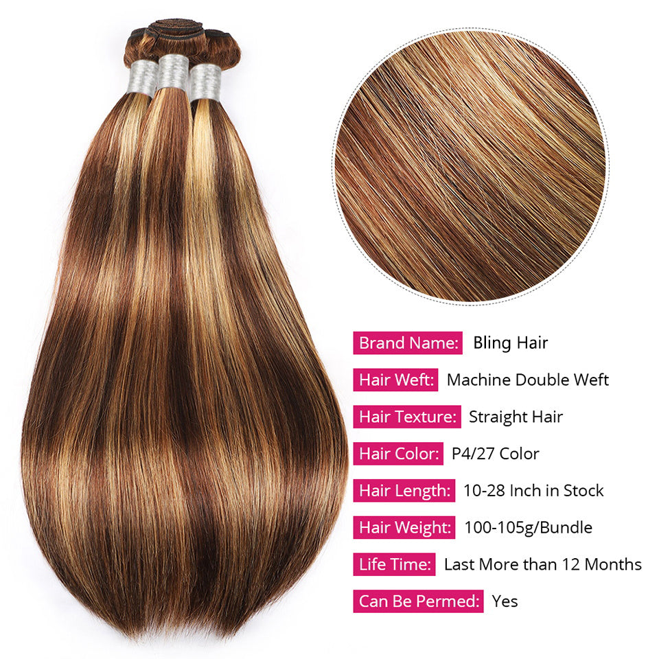 Highlight Body Wave Bundles Remy Brazilian Human Hair P4/27 Ombre Piano Color Hair Extensions