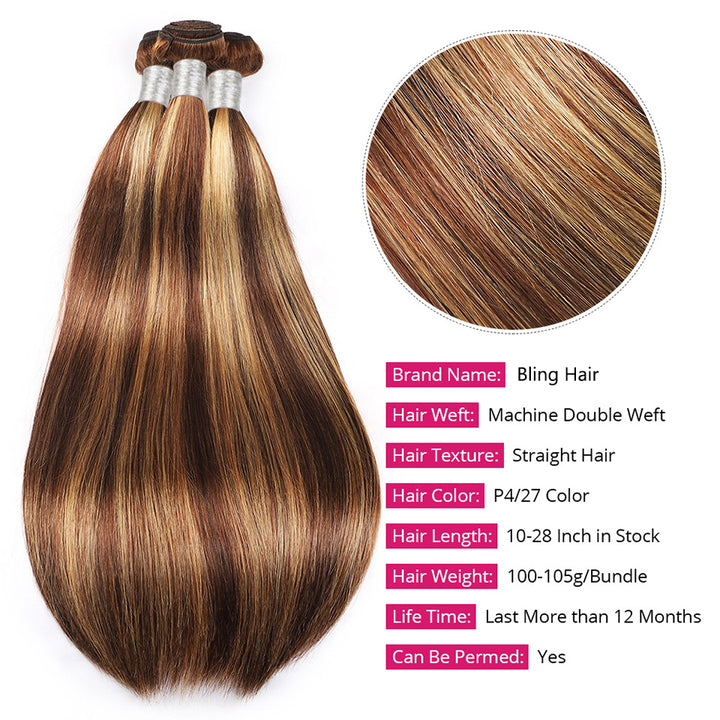 Highlight Body Wave Bundles Remy Brazilian Human Hair P4/27 Ombre Piano Color Hair Extensions