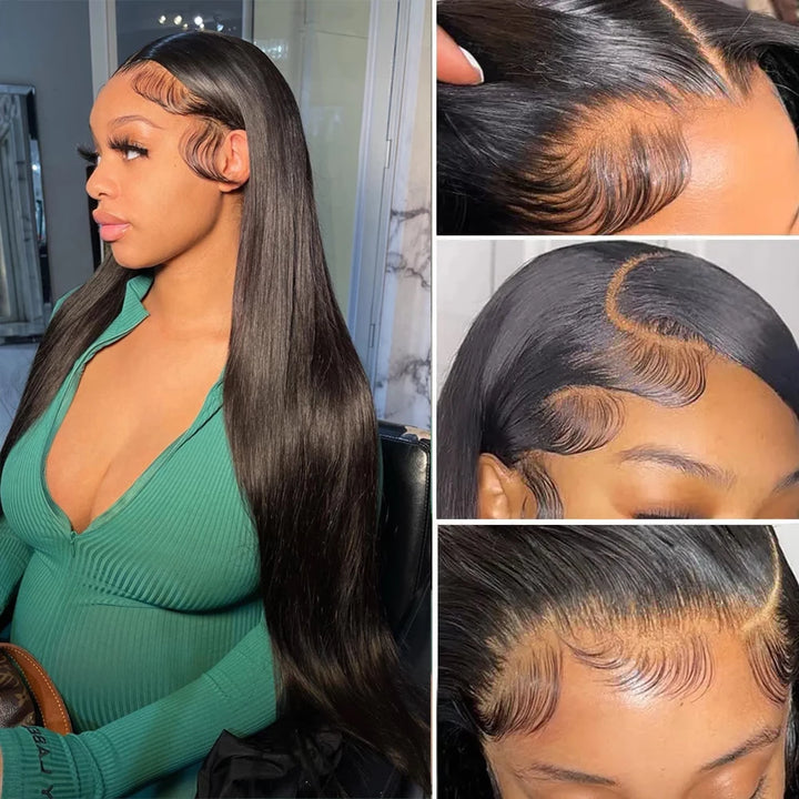 Pelucas delanteras de encaje transparente 13x6 Recto / Onda del cuerpo 100% Peluca de cabello humano 