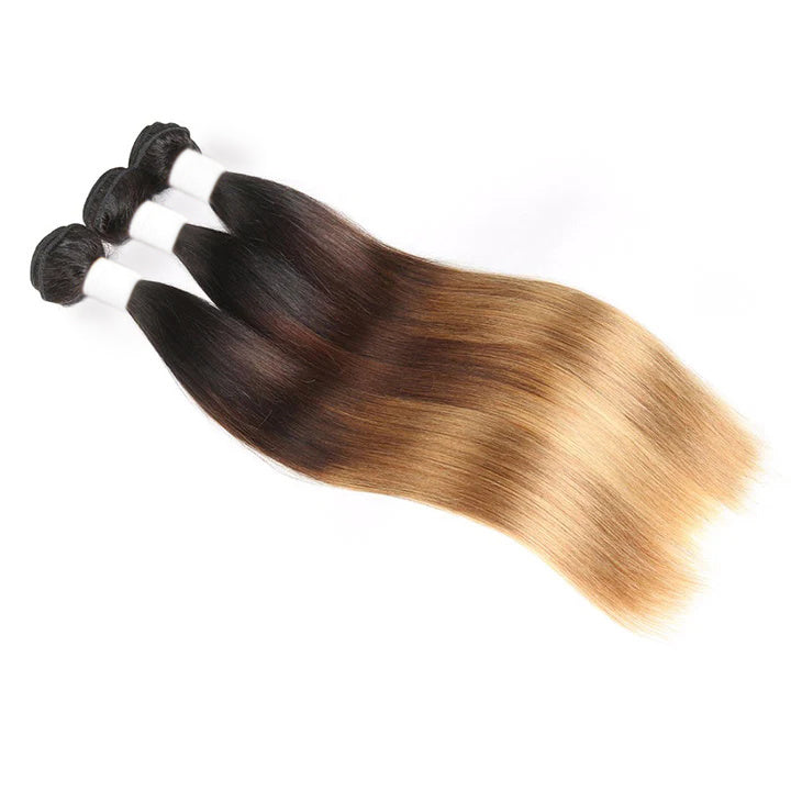 Ombre Straight / Body Wave Human Hair Bundles 3 Tones 1B427 Colored Hair Extensions