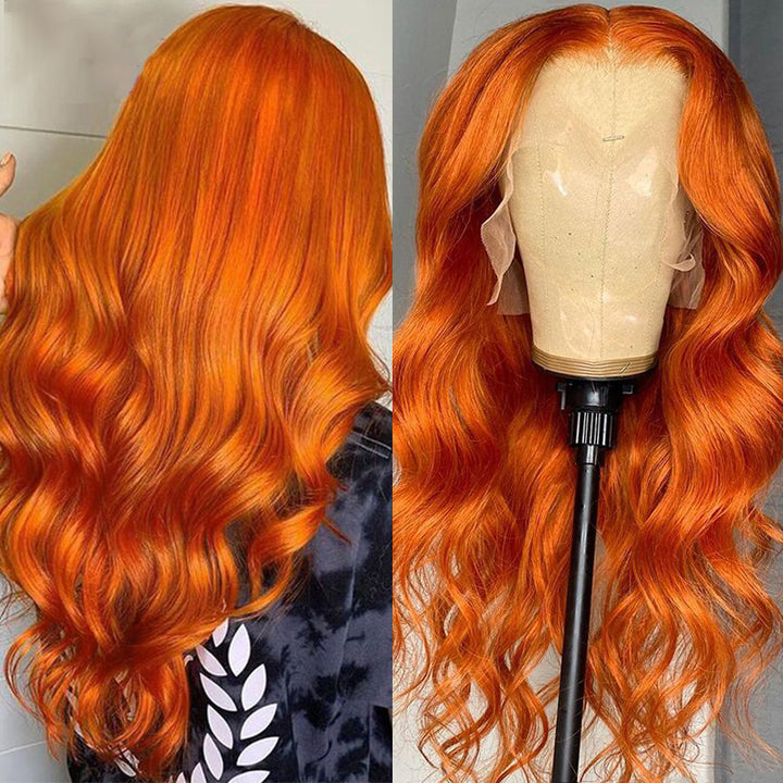 Ginger Orange Body Wave Transparent Lace Front Wig