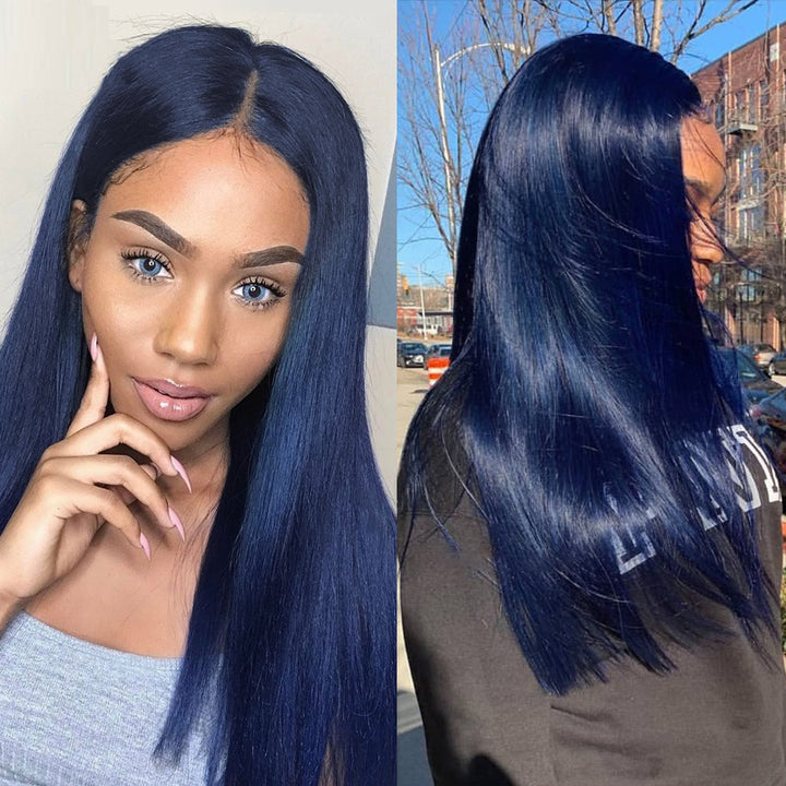 Dark Blue Color wig straight hair