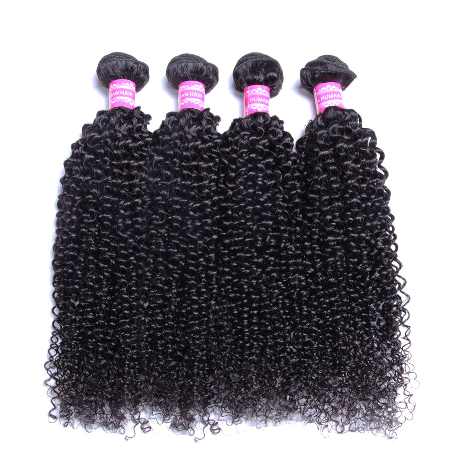 Kinky Cruly 4 Bundles Brazilian Hair Weave Bundles 100% Remy Human Hair Extension Bling Hair - Bling Hair