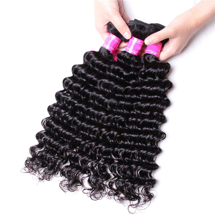 Brazilian Deep Wave 3 Bundles 100% Human Hair Weave Bundles Remy Hair Extension Bling Hair - Bling Hair