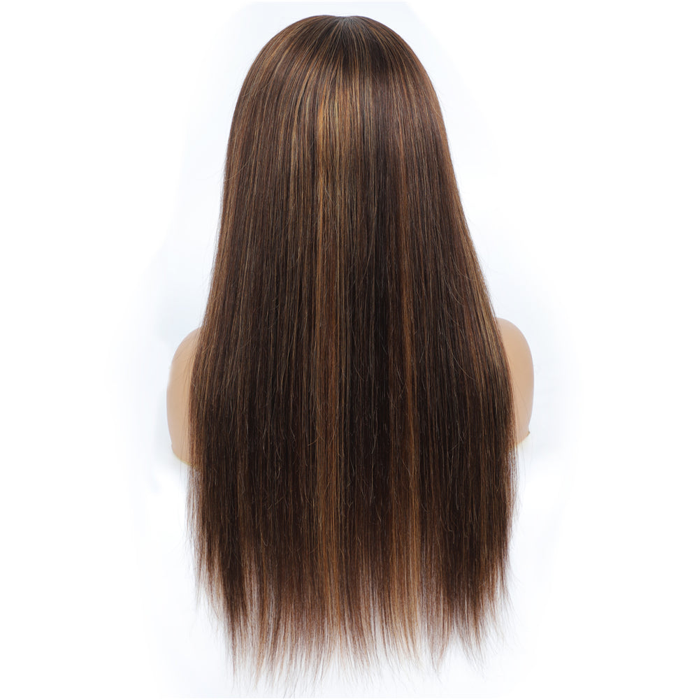 Headband Wig Glueless Brazilian Straight Ombre #4/27 Highlight Human Hair Wigs 150%&180 Density Bling Hair - Bling Hair