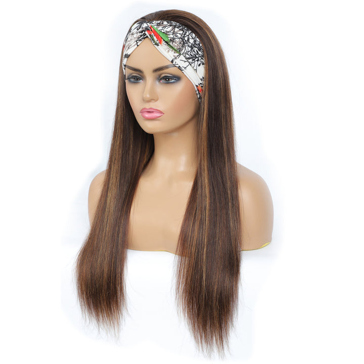 Headband Wig Glueless Brazilian Straight Ombre #4/27 Highlight Human Hair Wigs 150%&180 Density Bling Hair - Bling Hair