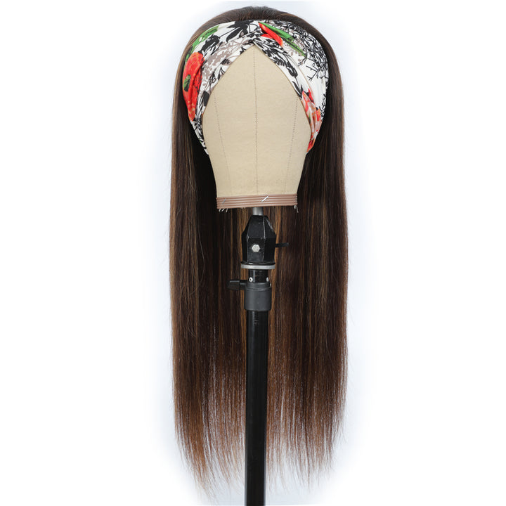 Headband Wig Glueless Brazilian Straight Ombre #4/27 Highlight Human Hair Wigs 150%&180 Density Bling Hair - Bling Hair