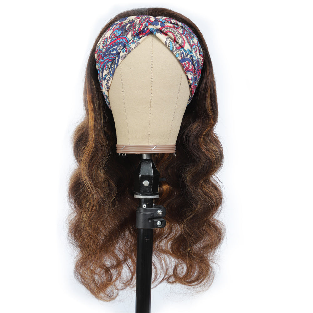 Brazilian Body Wave Wigs Highlight Ombre #4/27 Glueless Headband Wigs Human Hair Wigs 150%&180 Density  Bling Hair - Bling Hair