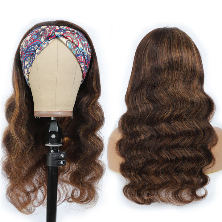 Brazilian Body Wave Wigs Highlight Ombre #4/27 Glueless Headband Wigs Human Hair Wigs 150%&180 Density  Bling Hair - Bling Hair
