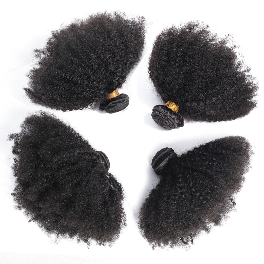 Afro Kinky Curly 4 Bundles Brazilian Hair Weave Bundles 100% Remy Human Hair Extension Bling Hair - Bling Hair