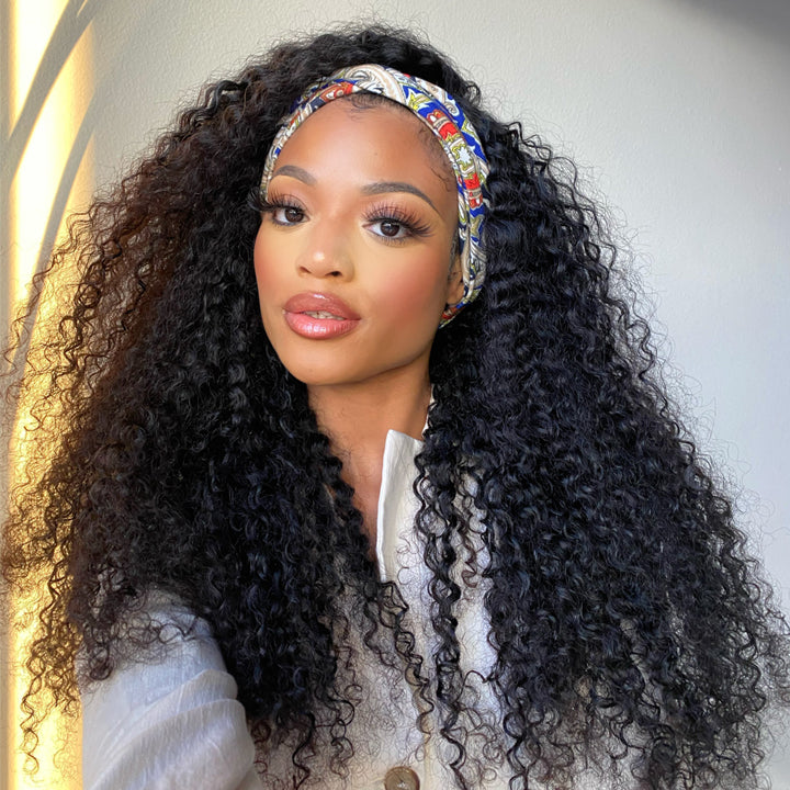 Super Sale Omber Color Kinky Curly Bandeau Perruques Glueless Virgin Hair Wigs 