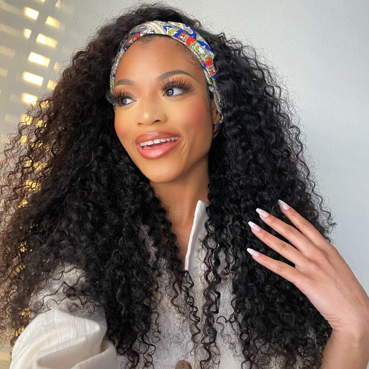 Super Sale Omber Color Kinky Curly Bandeau Perruques Glueless Virgin Hair Wigs 