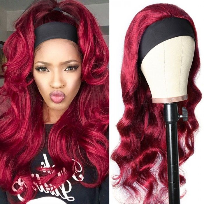 Brazilian Body Wave Wigs 99J Glueless Headband Wigs Human Hair Wigs 180%&220% Density  Bling Hair