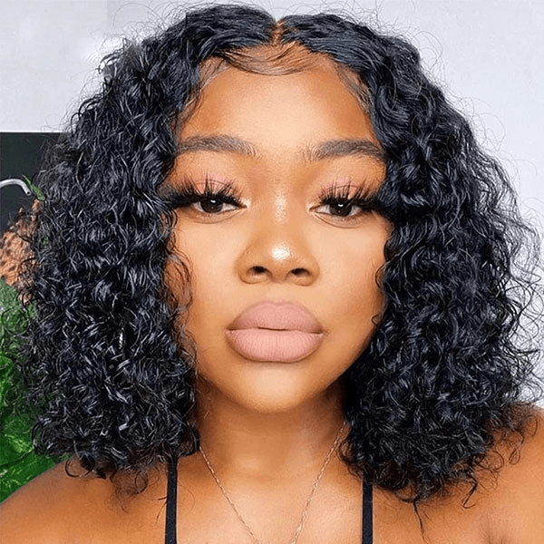 Water Wave Short Bob V Part Wig Shake and Go Glueless Human Hair Wigs
