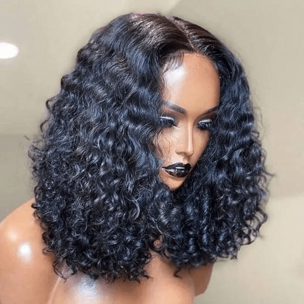 Water Wave Short Bob V Part Wig Shake and Go Glueless Human Hair Wigs