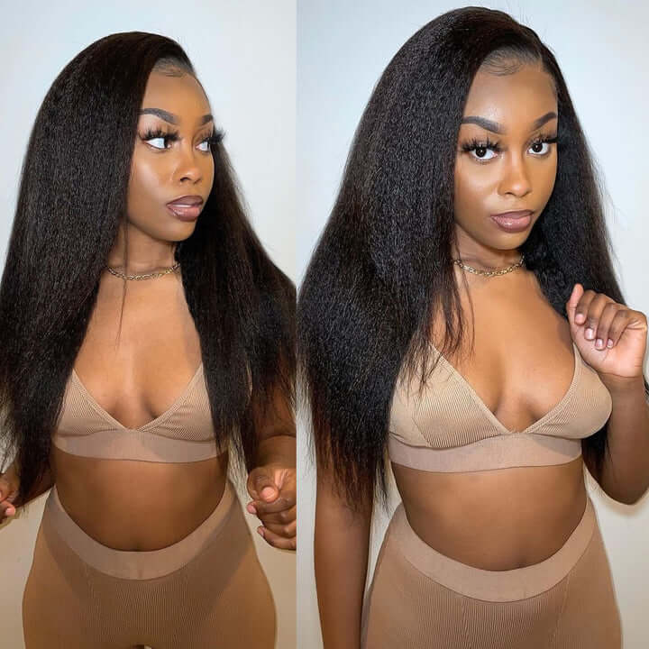 Kinky Straight 100% Human Hair 4 Bundles With 4×4 Closure Free Part Bling Hair