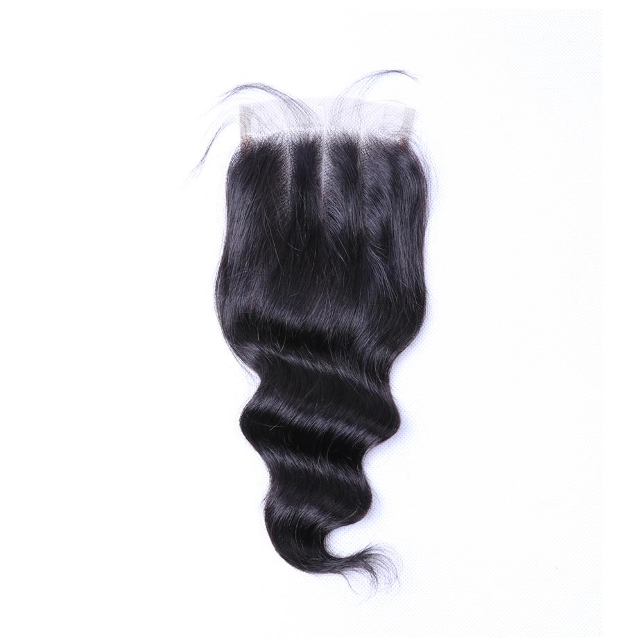 Loose Deep 100% Virgin Hair 4 Bundles With 4×4 Closure Free Part 15A Grade Bling Hair