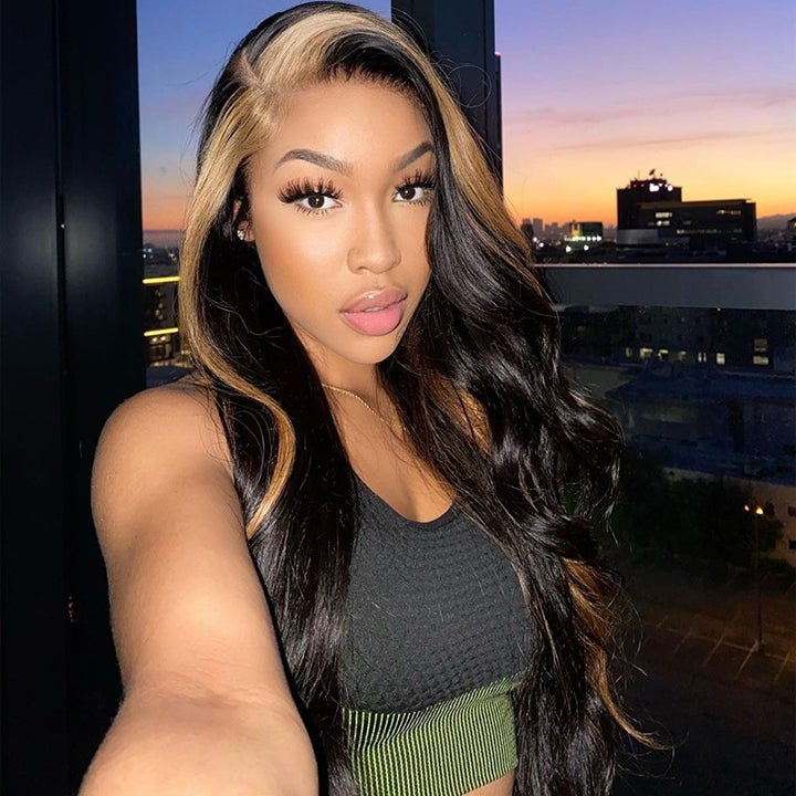 Bling Hair Highlight Virgin Wigs Ombre Brown Body Wave Transparent Lace Front Wigs 13x4 / 4x4 Lace Wigs Human Hair Wigs