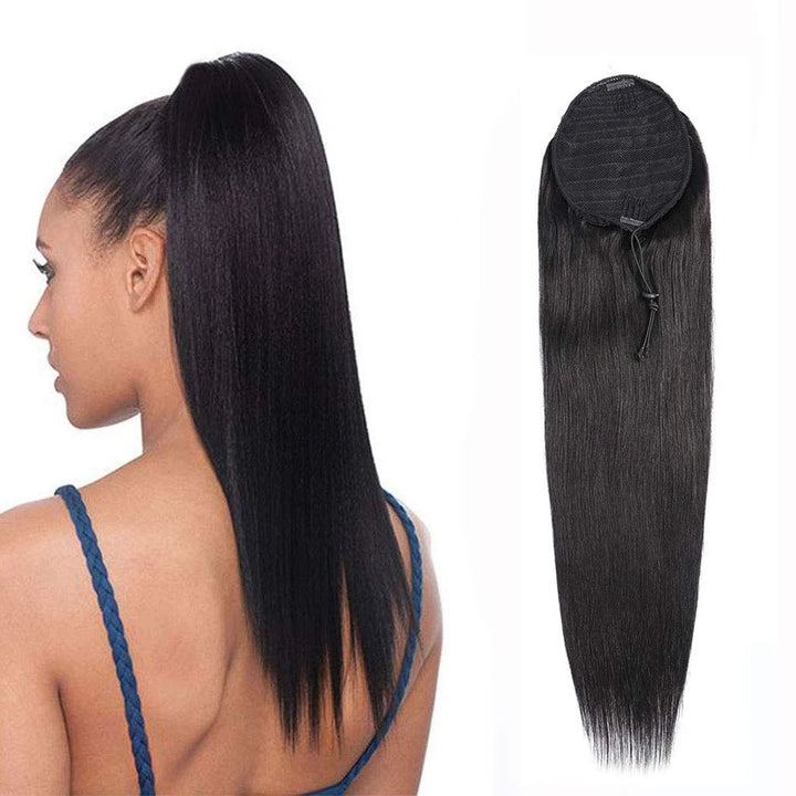 Drawstring Ponytail Human Hair Extensions With Clip