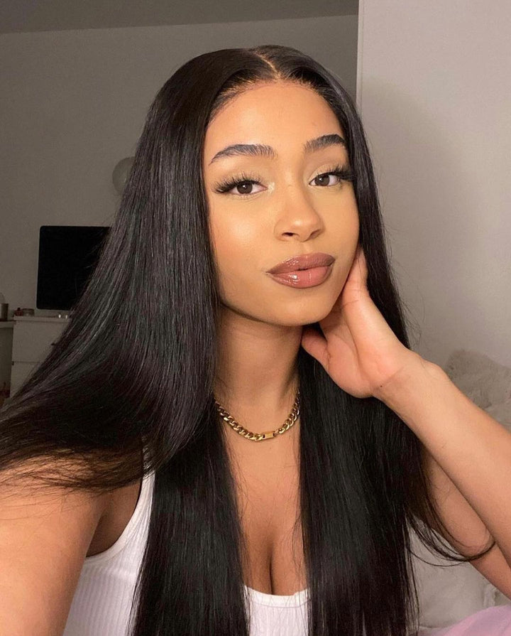 250% High Density Straight Human Hair Lace Front Wigs Pre Plucked Virgin Hair Blinghair