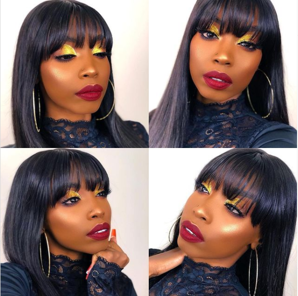 9A Brazilian Straight Human Hair Wigs With Neat Bangs Glueless Super Affordable Machine Made Virgin Hair Wig Bling Hair