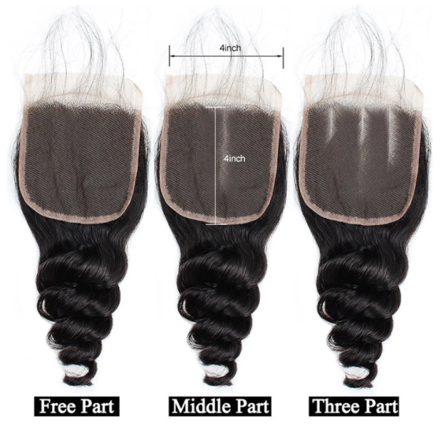 Cheveux vierges lâches de vague 4 faisceaux avec 4 × 4 partie libre dentelle fermeture 15A grade Bling cheveux 