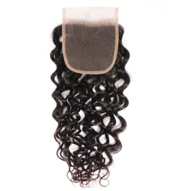 Water Wave Human Hair Closure 4*4  Lace Closure Natural Color Bling hair