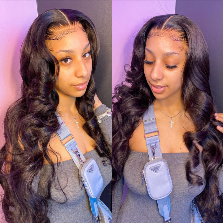 U Part Wigs Human Hair Body Wave Wigs Natural Color Bling Hair