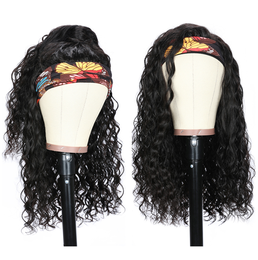 Peluca de diadema sin cola con ondas de agua brasileñas, pelucas de cabello humano de Color Natural de densidad 180% y 220%, cabello ostentoso