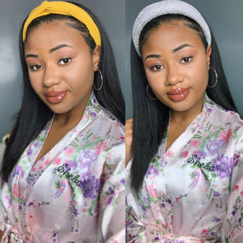 Super Sale Kinky Straight 30" Headband Human Hair Wigs Glueless Ready to Wear