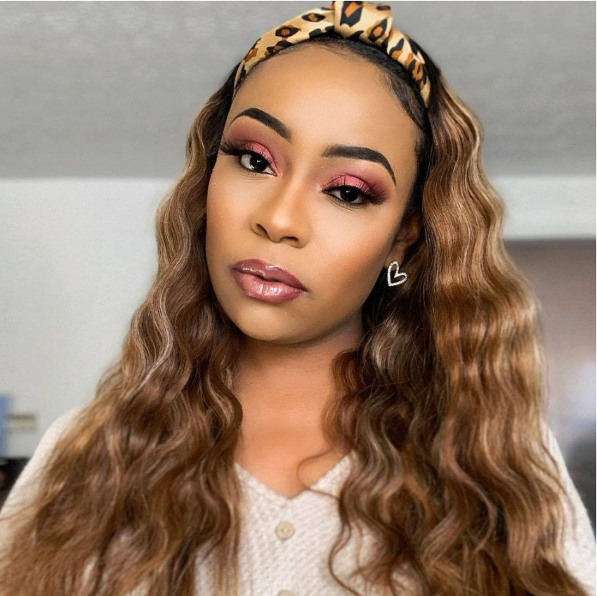 Brazilian Body Wave Wigs Highlight Ombre #4/27 Glueless Headband Human Hair Wigs Bling Hair