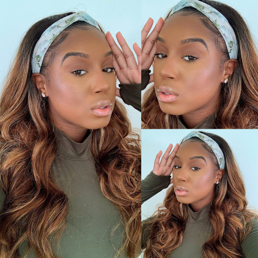 Brazilian Body Wave Wigs Highlight Ombre #4/27 Glueless Headband Human Hair Wigs Bling Hair