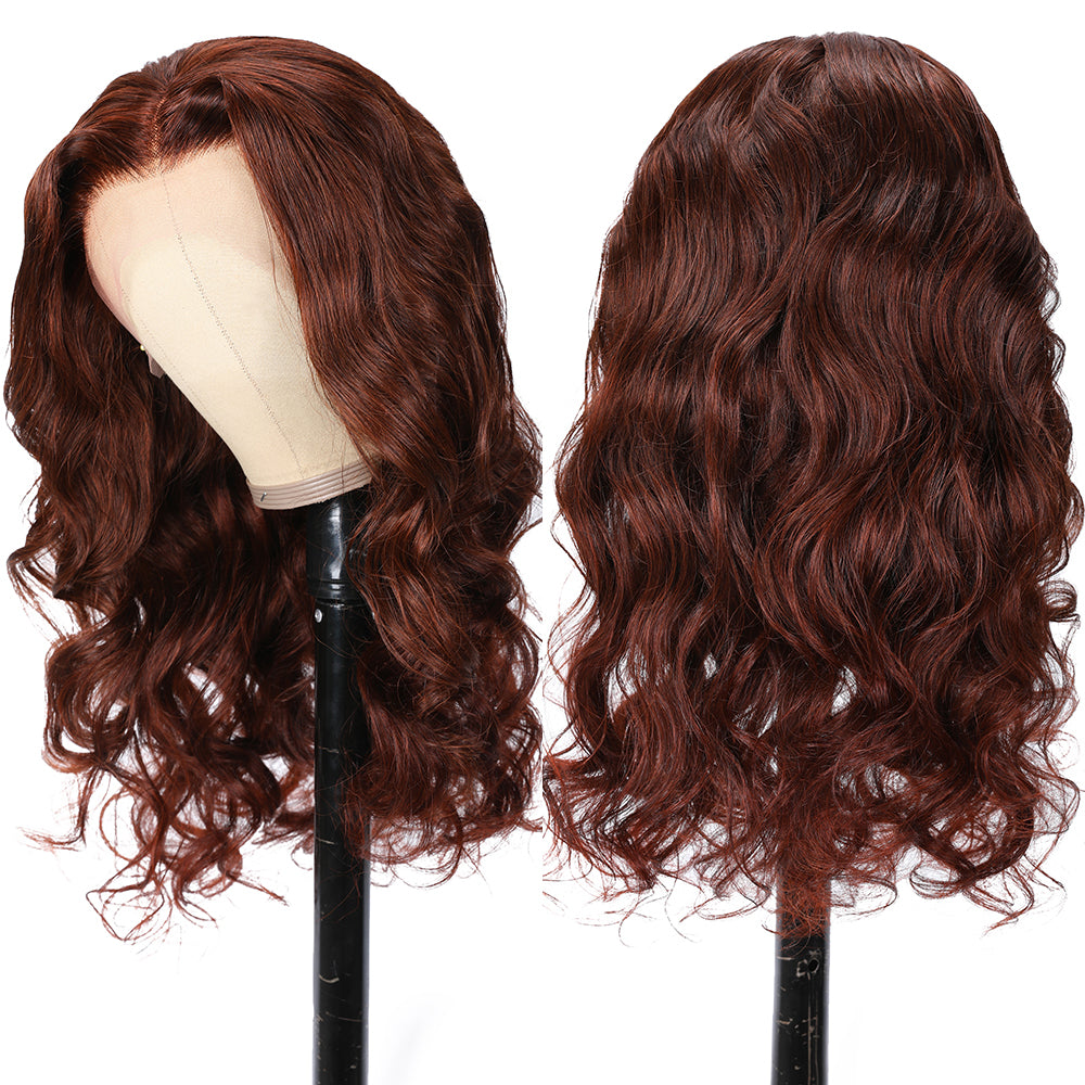 33B Reddish Brown Body Wave Lace Wig Copper Red Lace Front Human Hair Wigs Fall Color Wigs