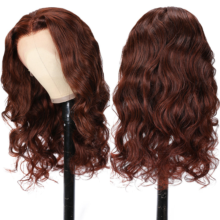33B Reddish Brown Body Wave Lace Wig Copper Red Lace Front Human Hair Wigs Fall Color Wigs