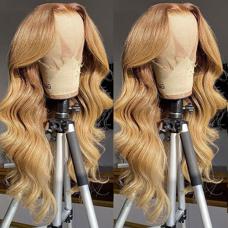 T427 Ombre Color Water Wave Transparent Lace Wigs