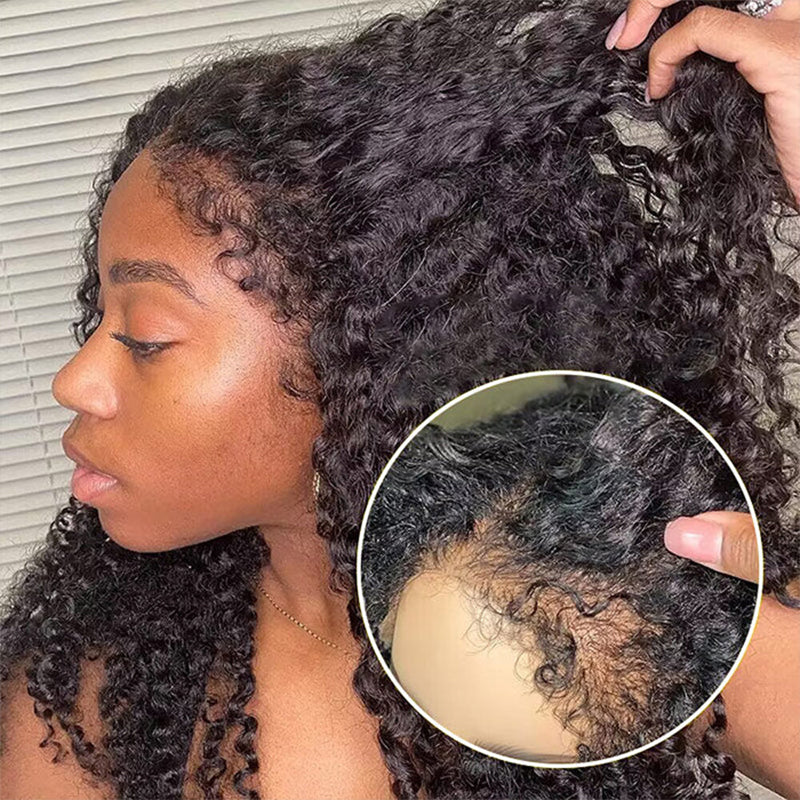 4c Hairline Deep Wave Lace Wig With Kinky Edge Preplucked Hairline Human Hair Wig