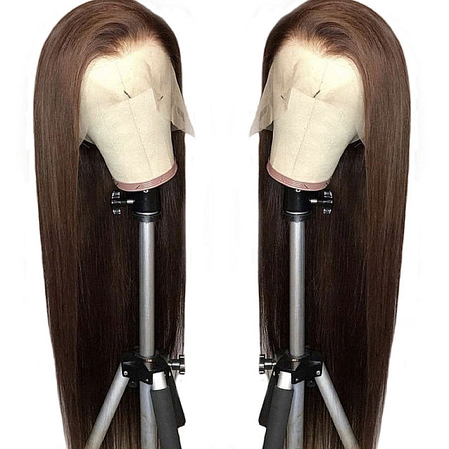 Straight #4 Honey Brown Wig 13x4 Lace Front Human Hair Wigs Peruvian Remy Lace Frontal Women Wig Pre Plucked With Baby Hair - Bling Hair