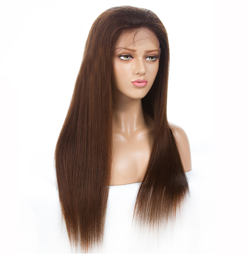 Straight #4 Honey Brown Wig 13x4 Lace Front Human Hair Wigs Peruvian Remy Lace Frontal Women Wig Pre Plucked With Baby Hair - Bling Hair