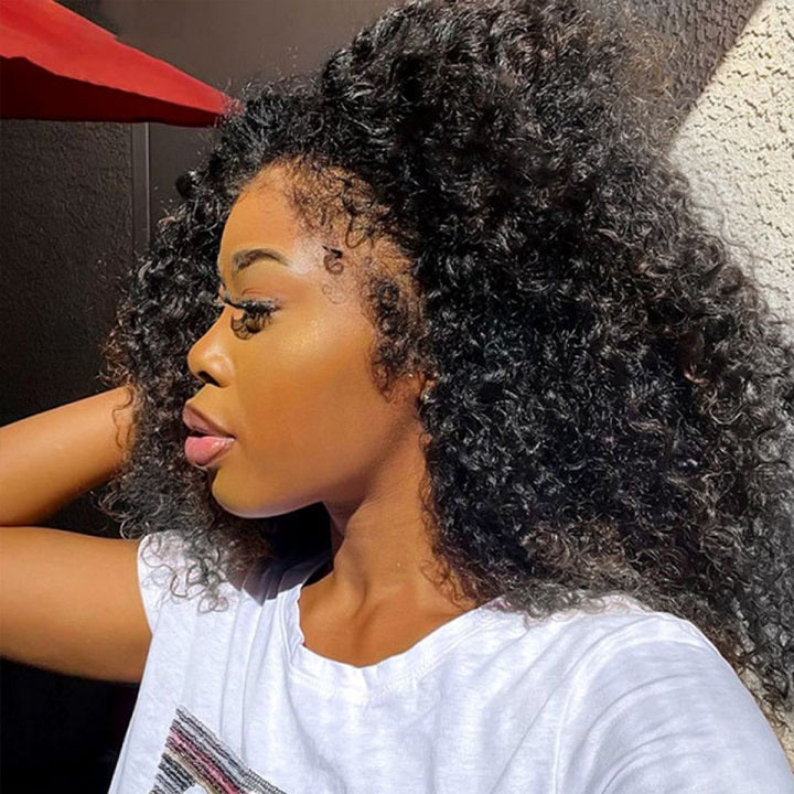 4c Hairline Deep Wave Lace Wig With Kinky Edge Preplucked Hairline Human Hair Wig