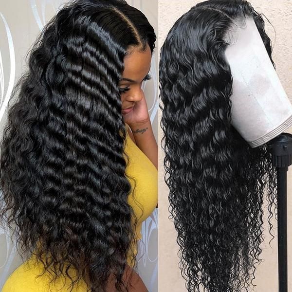 250% High Density Human Hair Wig Deep Curl Lace Front Wigs Pre Plucked Virgin Hair Blinghair