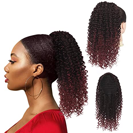 Afro Kinky Curly Ponytail Human Hair Remy Brésilien Wrap Around Ponytail Drawstring Ponytail Clip In Hair Extensions