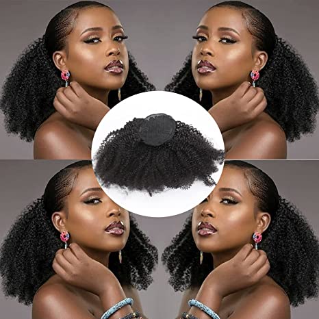 Afro Kinky Curly Ponytail Human Hair Remy Brésilien Wrap Around Ponytail Drawstring Ponytail Clip In Hair Extensions