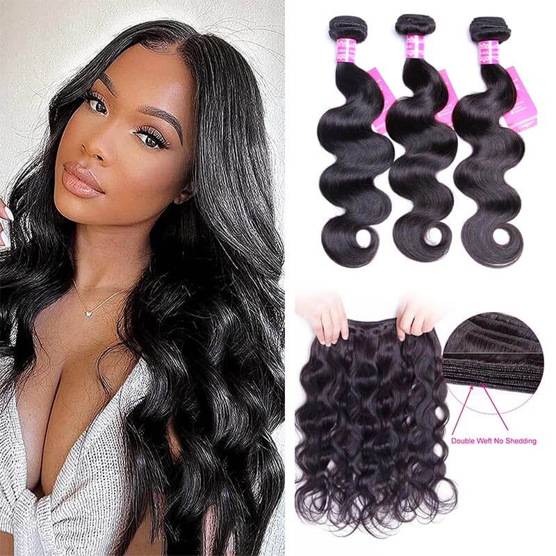 Body Wave 3 Bundles 100% Virgin Hair Weave Brazilian Hair Extension Bling Hair