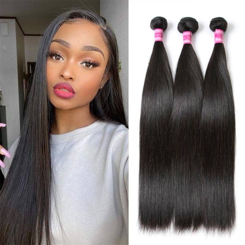 Brazilian Straight Hair 3 Bundles 100% Human Hair Weave Virgin Hair