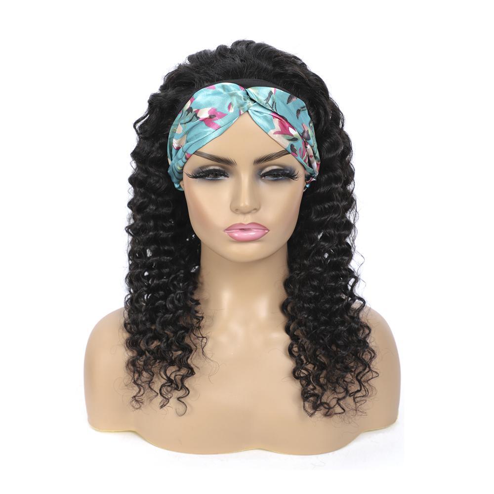 Deep Wave Glueless Headband Wig 180% 220% Density Human Hair Wigs For Black Women Bling Hair