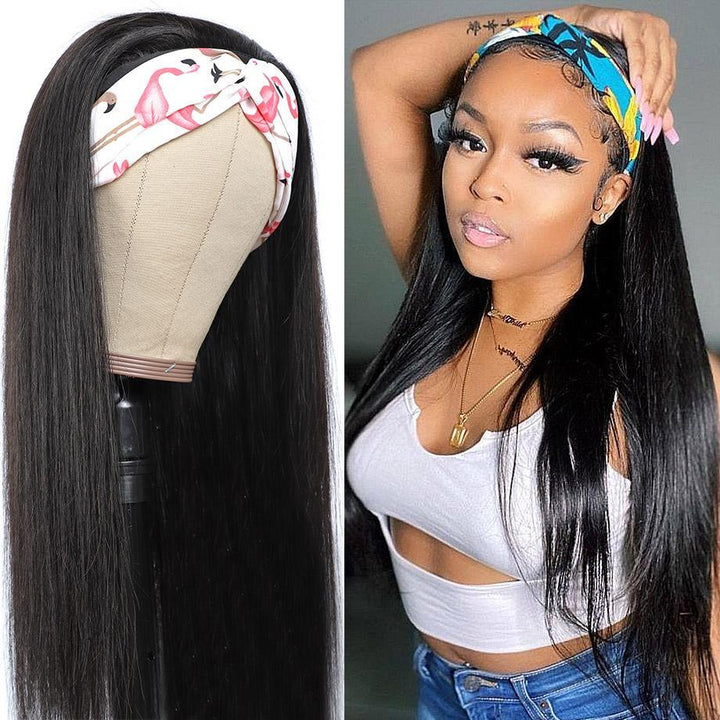 Brazilian Straight Hair Wig Glueless Headband Wig 180%&220% Density Natural Color Human Hair Wigs Bling Hair