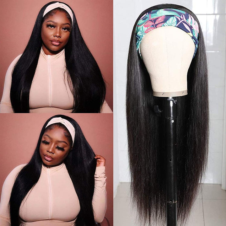 Brazilian Straight Hair Wig Glueless Headband Wig 180%&220% Density Natural Color Human Hair Wigs Bling Hair